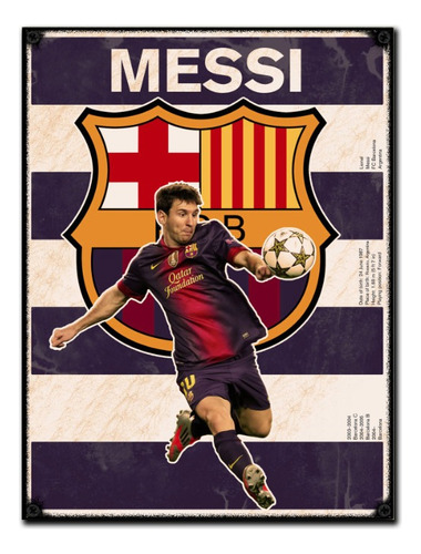 #32 - Cuadro Vintage 30 X 40 / No Chapa Messi Barcelona 