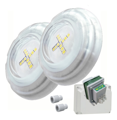 Luces De Pileta Kit 2 Luminarias Led 9w Luz Blanca Lumipool Vulcano Para Pileta De Hormigon Completo Con Transformador Y Pasamuros