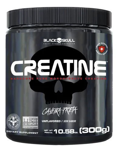Suplemento Em Pó Creatina 300g Pura Black Skull Sem Sabor Potenci...