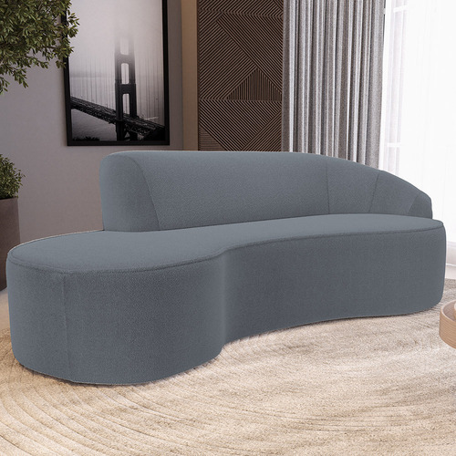 Sofá 4 Lugares Curvo Firenze Dir Bouclê Cz Escuro 280cm B-64
