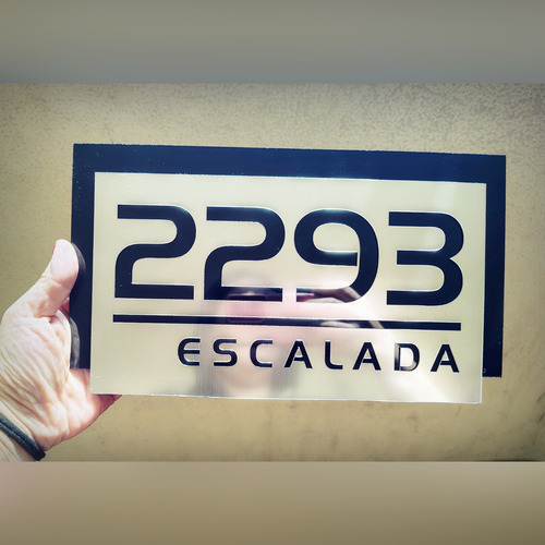 Cartel Indicador De Dirección Calle Número Puerta Plata Horizontal