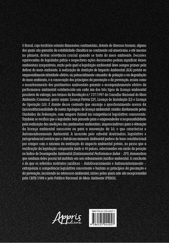 A Desconstruçao Do Licenciamento Ambiental: Autolicenciamento E Automonitoramento, De Marta Jussara Cremer. Editorial Appris, Capa Mole, Edição 1 Em Português, 2023