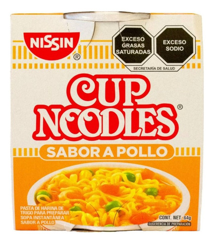 2 Pza Sopa Instantánea Nissin Cup Noodles Pollo 64 G