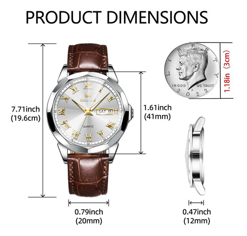 Olevs Relojes Para Hombre Reloj De Cuero Reloj Marrón Reloj