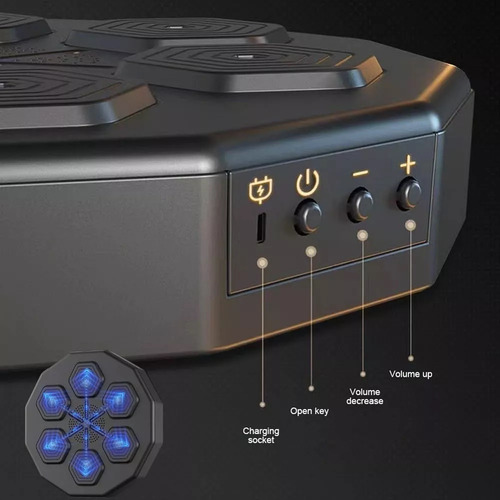 Máquina De Boxe Eletrônico Luta Treino Inteligente Usb-c Com Efeito Led E Música Fixa Na Parede