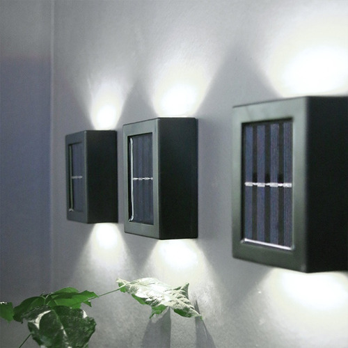 Pack X 2 Lampara Solar Led Aplique Exterior Ip65