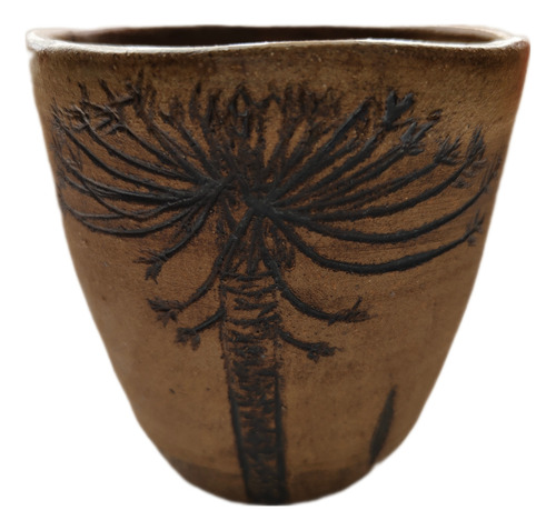 Vaso Rustico Pewen Con Sello En Cerámica Gres