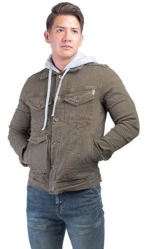 Chamarra De Gabardina De Hombre 7 Bolsas Y Gorro Desmontable 899
