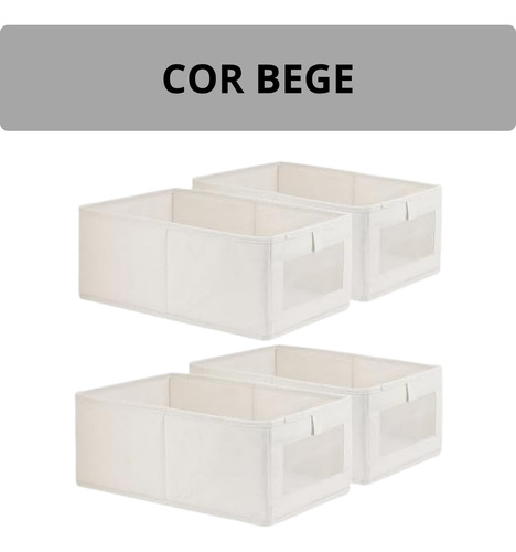 Kit 2 Cestos Organizador De Tecido Guarda-roupa E Gavetas Bege