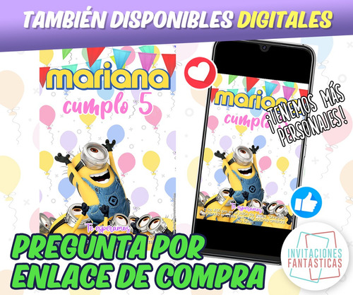 30 Invitaciones Minions Albercada Fiesta Piscina Impresas