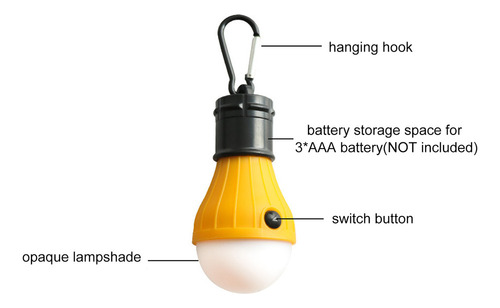 Linterna Led Portátil Para Acampar Con Gancho, 3 Modos De Lu