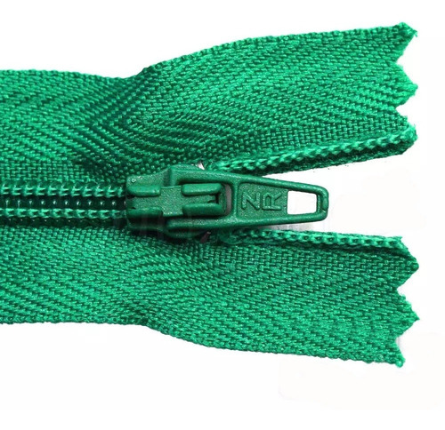 Zíper Nylon Fino Com Cordão 60cm Com 10 Unidades Cor 540- Verde Bandeira