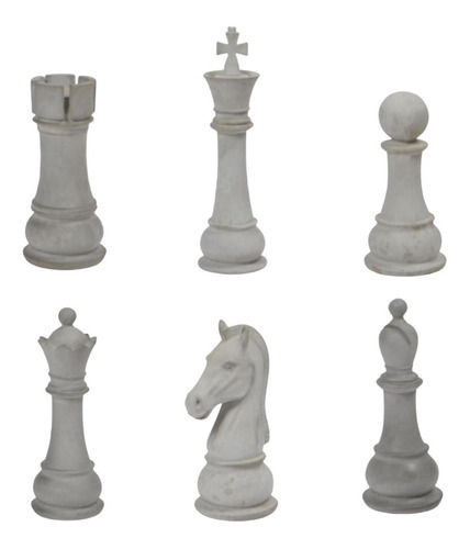 Imagem 1 de 6 de Peça De Xadrez Kit Com 6 Peças Todas De Cimento