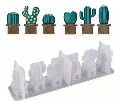 Molde Silicona Mini Cactus 3d Llavero Souvenir Imanes Resina