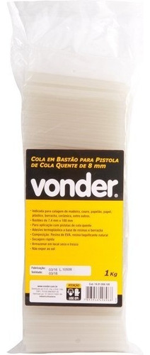 Cola Quente Silicone Bastão Fino 7,4mm 1kg 250 Pçs Vonder