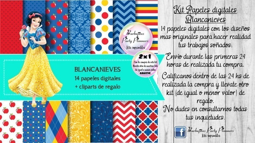 Papeles Fondos Digitales Blancanieves Kit Imprimibles