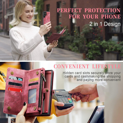 B Funda De Piel Con Tapa For Samsung Galaxy S22 Ultra