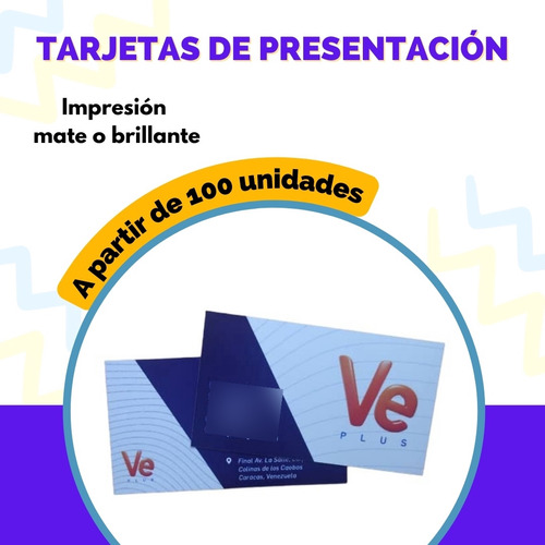 100 Tarjetas De Presentación En Glasé 300 Gr A 1 Cara 