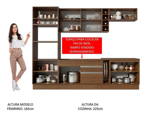 Cozinha Madesa Vicenza C Armário E Balcão (sem Tampo E Pia) Cor Rustic/Bronze