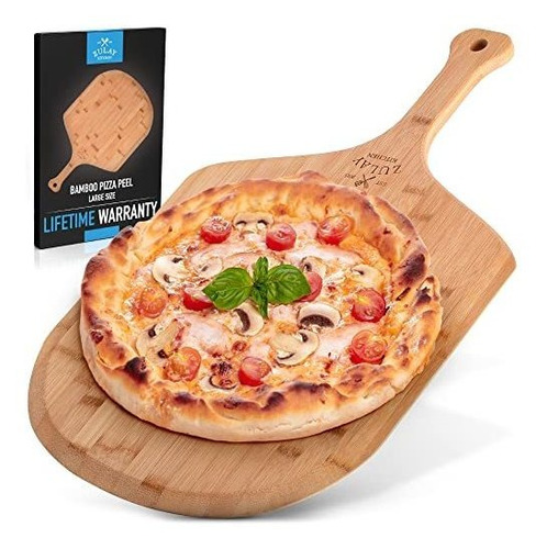 Pala Para Pizza De Madera Bambu Con Borde Facil De Deslizar