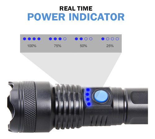 Linterna Usb Recargable 300 Min Luz Fuerte 3 Modos