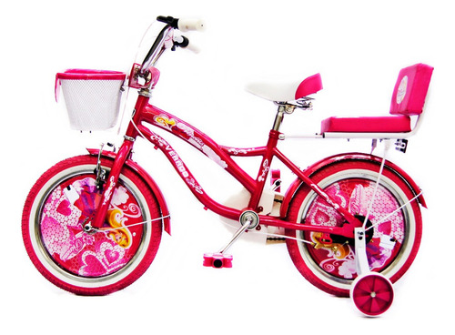 Bicicleta Niña Verado Princesa Rueditas Parrilla Canasto Color Rosa