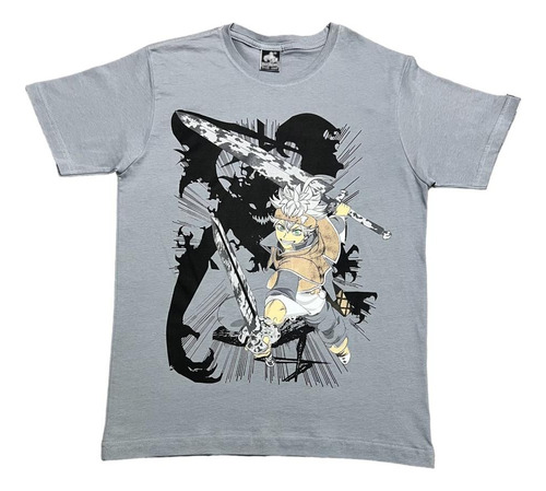 Franela Estampada Black Clover - Asta, Unisex Algodón, Gris