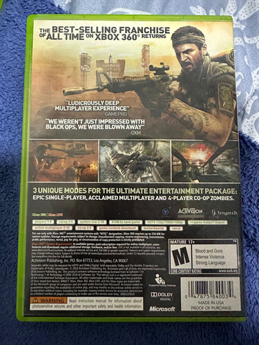 Call Of Duty: Black Ops - Xbox 360 Fisico (Usado)