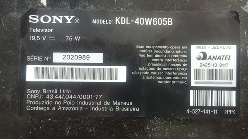 Placa Conectores Dos Leds A+b Sony Kdl-40w605b 1-734-767-11 (Usado)