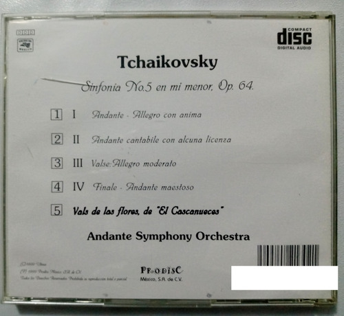 Tchaikovsky Symphony #5 Flower's Waltz Cd Vals De Las Flores (Usado)
