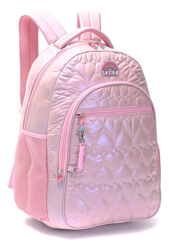 Mochila Escolar 17 Pulgadas Puffer Skora Metalasse Corazones