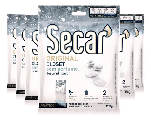 comprar Kit 6 Anti Mofo Secar Orginal Closet 250g Armario Roupa Casa