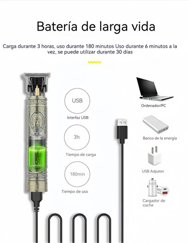 Cortadora De Pelo Eléctrica Usb Abs Recargable Cortapelos