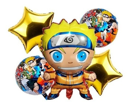 Combo X5 Globo Naruto Y Otros Metalizado Personaje Belgrano