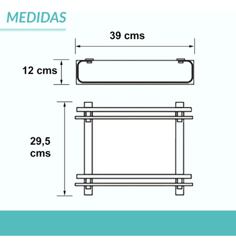 Estante Para Baño Vidrio Organizador Ducha Repisa Doble