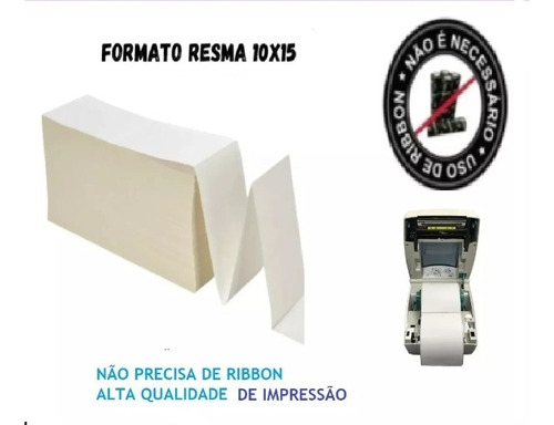 4000 Etiqueta 10x15 (100x150) Térmica C/ Serrilha Resma Cor Branco