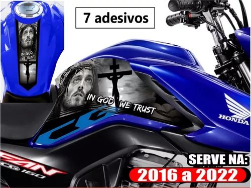 Adesivo Cg Fan 160 2022 - Em Deus Nós Confiamos - Kit.03