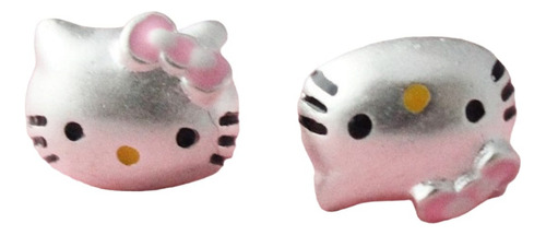 Aretes Plata S925 Diseño Gatito Hello Kitty 