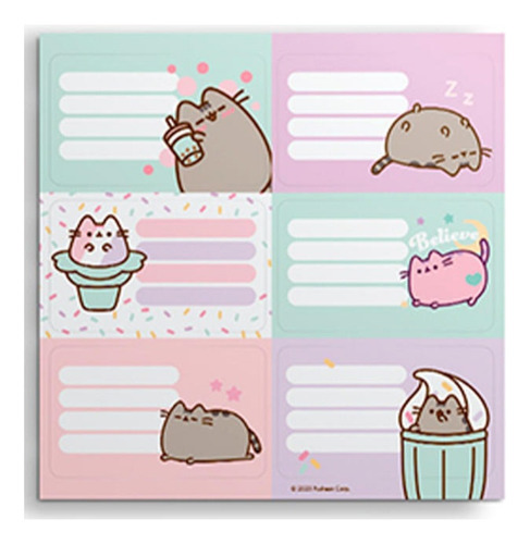 Etiqueta Escolar Mooving 12 Etiquetas Pusheen