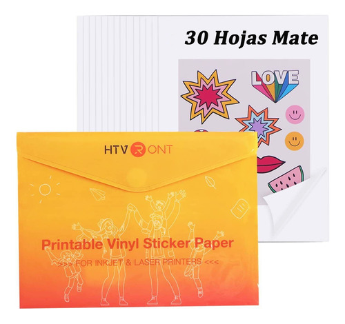 30 Papel De Vinilo Imprimible- Blanco Mate