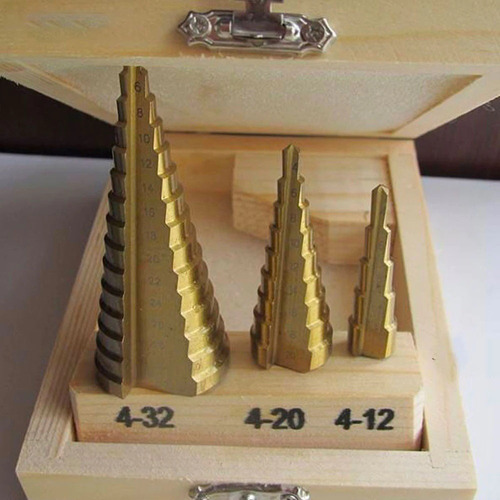 Imagen 2 de 10 de 3 Brocas Mechas Cónicas Escalonadas Metal 4-12 4-20 4-32 Mm