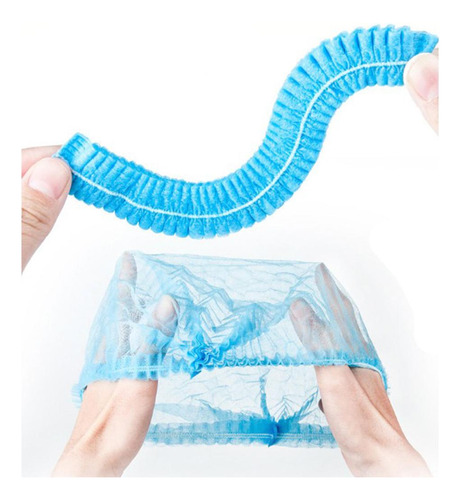 7 Protectoras Elásticas Para El Cabello 100x Nonwovens Azul