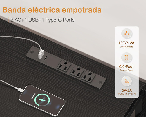 Cómoda Con Estación De Carga Y 8 Cajones Deslizantes