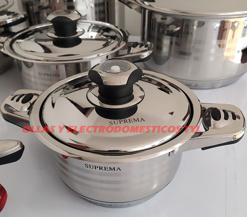 Ollas En Acero Quirugico Suprema De 16 Pcs Pesadas 9 Capas