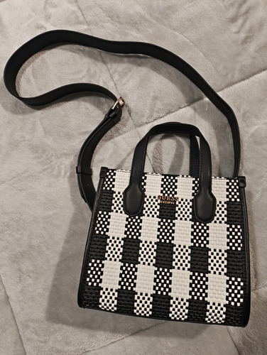 Bolsa Guess Original Mini Tote Dama Negro Cuadros Negro
