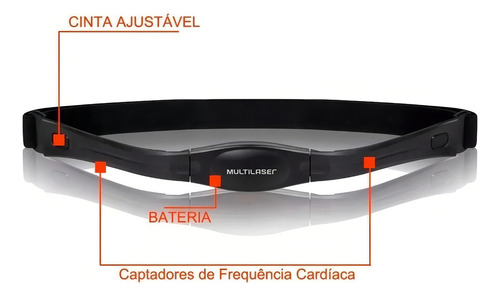 Relógio Monitor Cardíaco Multilaser Frequencímetro Altius Cor Preto E Prata Cor Da Correia Cinza