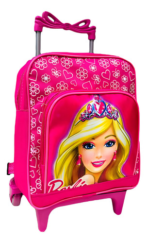 Bolsa Mochila Rodinhas Rosa Barbie Modelo Dois Bolsos