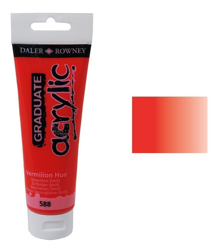 Tinta Acrilica Graduate Vermelhao Hue 120ml Daler Rowney Cor 588 Vermilion Hue