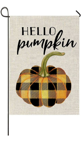 Hello Pumpkin Alo Check Banderas De Jardín Autumn Farm...