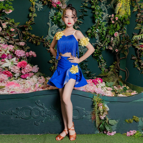 Vestido De Baile Tralat Fringe Performance Set Para Niños
